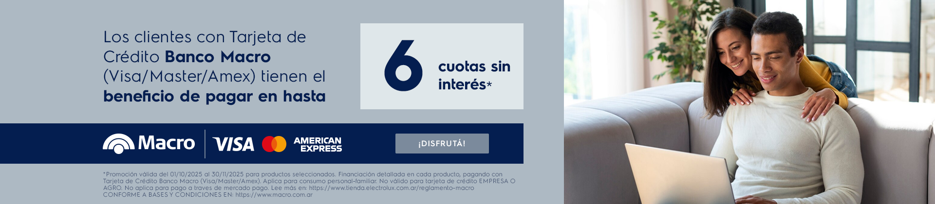 Electrolux y Banco Macro - 6 cuotas sin interés con tarjetas de crédito Banco Macro